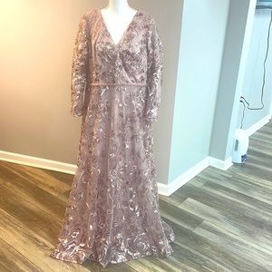 Evening gown with gorgeous detail in a beautiful Rose color.